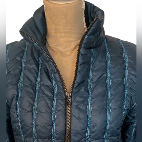 Cabi Poseidon Puffer 914 Teal Blue Mock Neck Zip Up Jacket Size Small - Picture 3 of 14